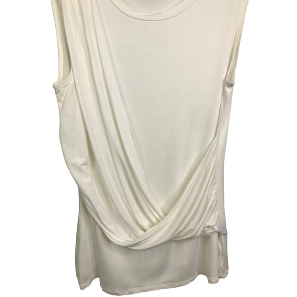 DG2 By Diane Gilman Women's Draped Top Sleeveless White Stretch Pullover Sz M - Picture 3 of 9